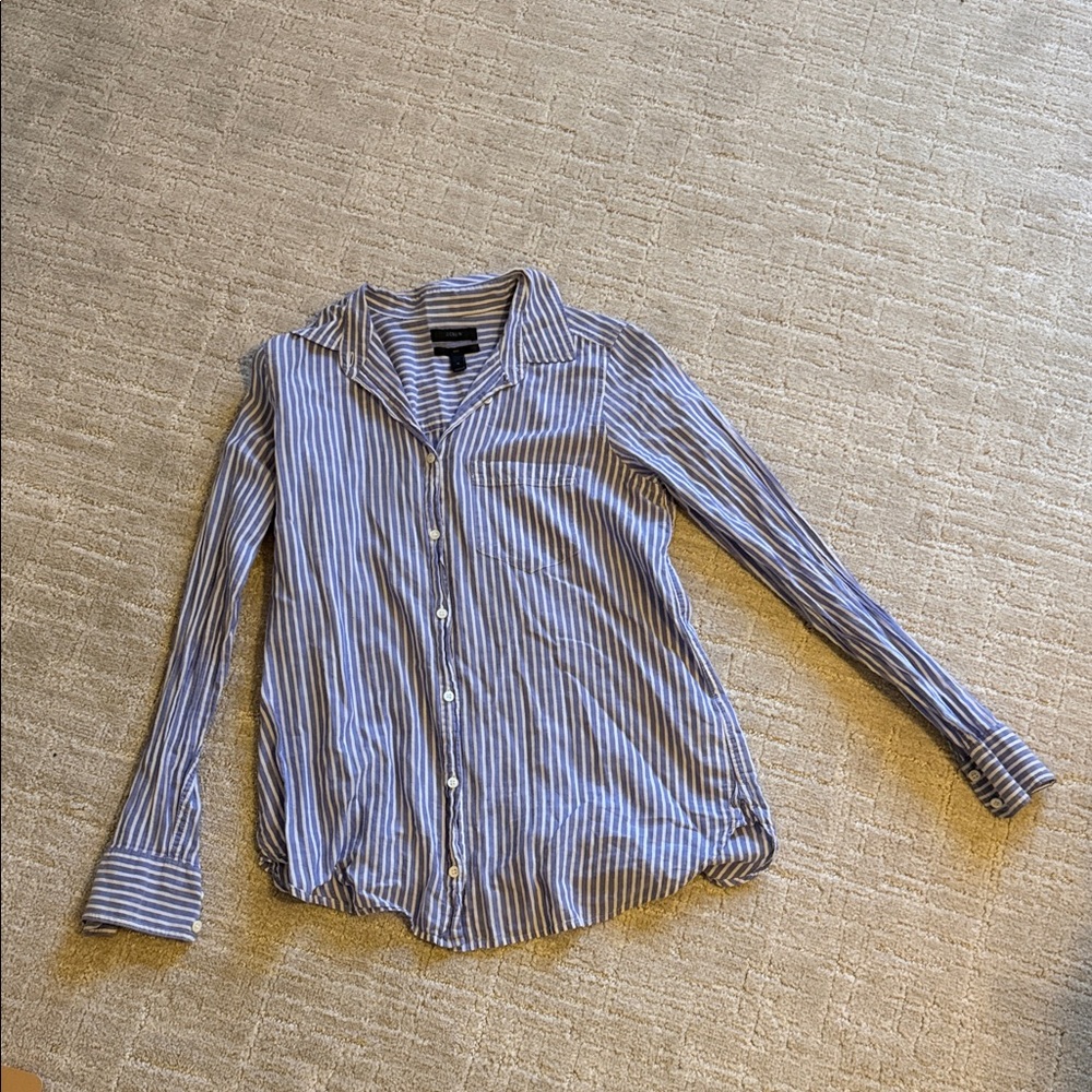J. Crew Blue and White Striped Blouse